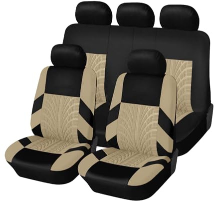 YXFCD Auto Sitzbezüge Sets für VW Golf 7 Golf VII 2012 2013 2014 2015 2016 2017, Sitzbezügesets Sitzschoner Verschleißfest Atmungsaktiv Bequem Vorne Hinten Innenraum Zubehör,A/Beige