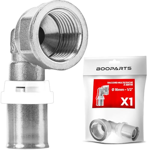 BOOPARTS – 1 Stück – Press-Winkel mit Innengewinde Ø16–1/2F | 90° Bogen | Pressfitting TH-Kontur | Messing/Edelstahl | Für Mehrschichtverbundrohre | Sanitär & Heizung