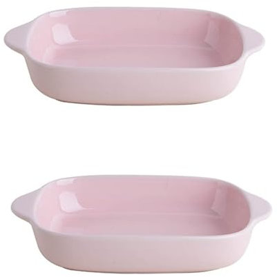 Set of 2 Non-Stick Pie Dishes Porcelain Oven Plate for Cooking - Red