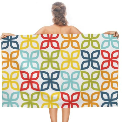 Duschtücher Bunte Ethnische Strandlaken Mikrofaser,Tragbares Beach Towel Für Strand Männer Wandern 80X130Cm