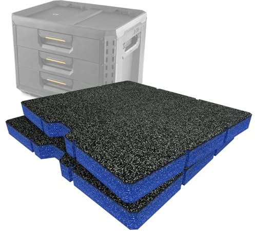 Shadow Foam Insert Pack Compatible with Toughbuilt® Stacktech 3 XL Drawer | Cut and Peel Foam for Toolbox Organisation, Kaizen, 5S (Blue, 30mm)