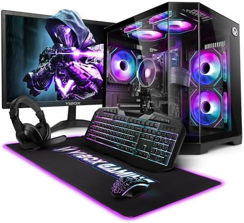 Vibox Gaming PC Bundle • AMD Ryzen 3 3200G 4.0GHz • Radeon Vega 8 • 16GB RAM • 1TB NVMe SSD • Windows 11 • 22 Monitor • WiFi • Black