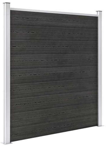 Emmtore Gartenzaun WPC Sichtschutzzaun Windschutzzaun Lamellenzaun Windschutz Sichtschutz Zaun Element Terrasse Garten 180×186 cm Grau