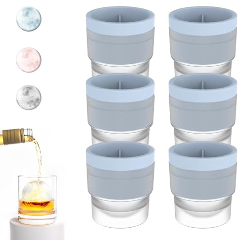 Chiclify Ghiaccio Palla Maker Stampo 3 / 6pcs, 2,4in Silicone grande fai da te Rotondo Ghiaccio Sfera Stampo, per Whisky Cocktail Bourbon e Bevande (6 pezzi-C)