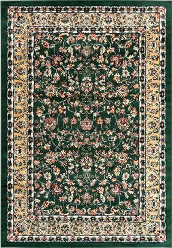 VIMODA Teppich Orientalisch kurzflor Klassisch Wohnzimmer, Esszimer, Flur- Grün, Farbe:G2430, Size:240x340 cm