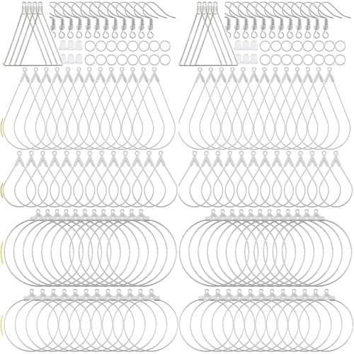 WUSJCOF 200 Pezzi Kit Fai-da-Te per Creazione di Orecchini in Acciaio Inossidabile per Adulti (Ganci per Orecchini, Cerchi, Anelli di Giunzione Aperti)