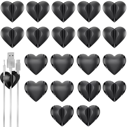 Set di 20 clip per cavi resistenti, supporto per cavi multifunzione, organizzatore cavi, fermacavi adesivi per scrivania, cavo di alimentazione, computer, nero