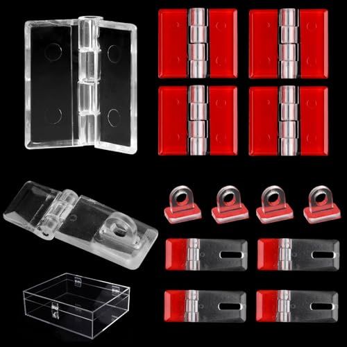 15 st akryl små gångjärn självhäftande transparent plast klart hopfällbart gångjärn 30 x 35 mm för akvarium-lock skåp lådor visningsstativ gör-det-själv genomskinliga lådor glashantverk ingen borrning