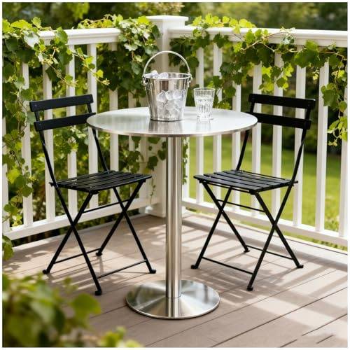 Preferspace Runder Stehtisch, Cocktailtisch aus Edelstahl for den Außenbereich, ideal for Partys, Hausbars und Hochzeiten(60cm/23.6in)
