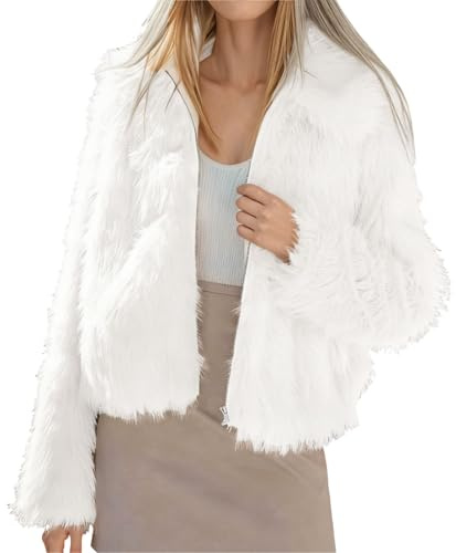 Generisch Kunstpelz Mantel Damen Elegant Einfarbig Pelzmantel Warm Bequeme Winterjacke Locker Baggy Fellmantel Herbst Winter Freizeitjacke Outdoorjacke Sweatjacke