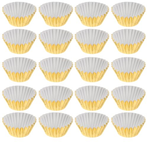 Toyvian 500 piezas Unidades Mini Moldes para Magdalenas de Aluminio Grueso Forros Metálicos Resistentes Aceite Estándar para Cupcakes Muffins y Repostería Fiestas