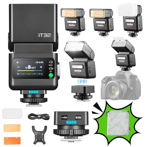Godox iT32 TTL Kamera Blitz für Olympus & Panasonic mit X5-O Funktrigger | für Olympus EM-1 E-M5 E-M10 III E-PL8 Pen-F, Panasonic GH5 G100 G85 GX85 S1 LX1, TTL 2.4GHz HSS 1/8000s Blitzgerät, GN18