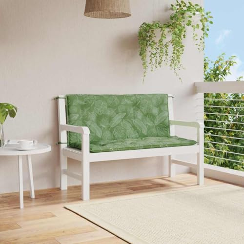 Frdhee Stuhlkissen Outdoor,Gartenbank-Auflagen 2 STK. Blattmuster 120x50x7 cm Stoff für Balkonstühle, Gartenstuhl, Bänke