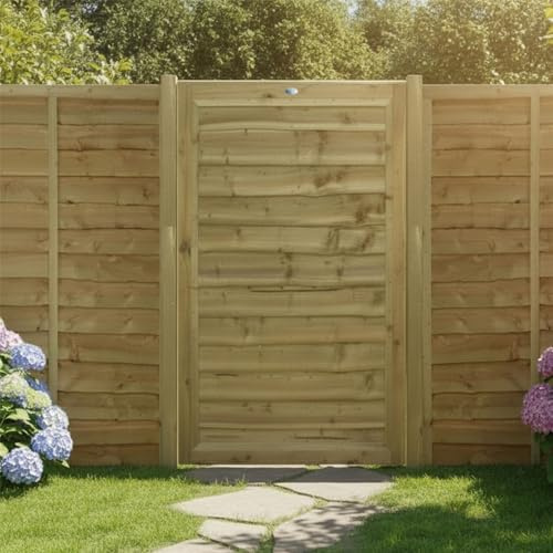 Premier Lap Wooden Garden Gate, 5ft x 3ft Side Gate with Horizontal Boards | 150cm High, Decorative, Pressure Treated Timber, Paintable/Stainable, Pedestrian Rear Gate Entry, for Side Entrance