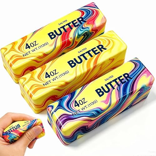 3 Stück Butter Squishy, Butter Squishy Squeeze Toy, Slow Rising Antistress Quetschspielzeug, Stressabbauendes Fidget Spielzeug, Anti Stress Spielzeug für Stressabbau Erwachsener und Kinder