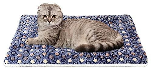FJWYSANGU Pet Blanket Premium Fluffy Flannel Cushion Soft and Warm Mat for Dogs Cats(Star/Blue,Small)