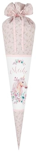 Einhorn Schultüte mit Namen aus Stoff 70cm groß