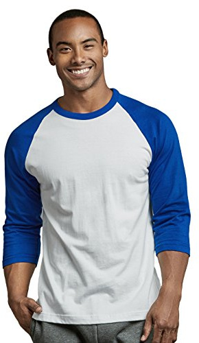 TOP PRO Men's 3/4 Sleeve Casual Raglan Jersey Baseball Tee Shirt (XL, Royal Blue/White)