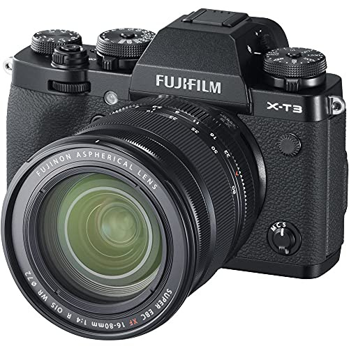 Fujifilm X-T3 Mirrorless Digital Camera, Black with Fujinon XF16-80mmF4 R WR Optical Image Stabiliser Lens Kit (includes BC-W126S Battery Charger)