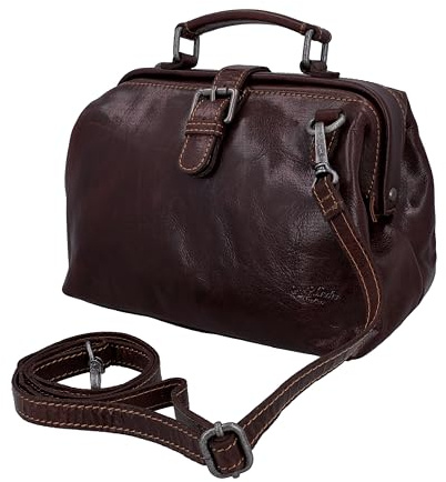 Gusti axelväska läder Lillith dam och herr vintage läderväska handväska läkarväska, Mörkbrun, Einheitsgröße