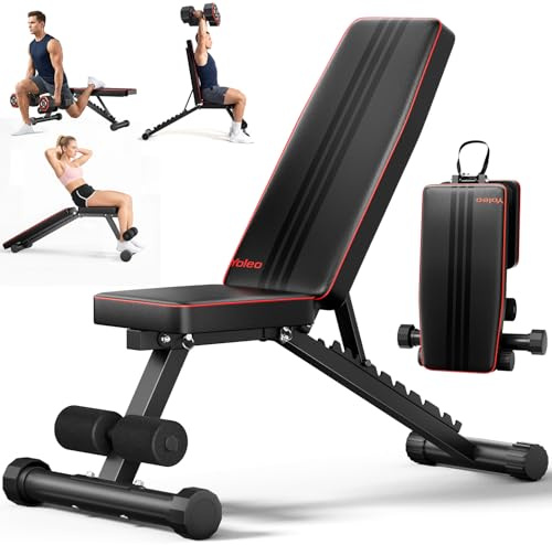 YOLEO Banco de Pesas Ajustable - utilitarios para Entrenamiento de Cuerpo Completo, Plegable, de declive Inclinado Prensa para Gimnasio en casa