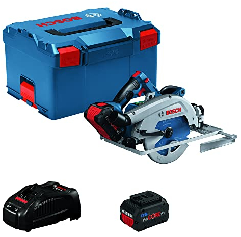 Bosch Professional 18V System BITURBO Akku Kreissäge GKS 18V-68 GC (kompatibel mit Führungsschienen, inkl. 2x ProCORE 5.5Ah Akku, Ladegerät GAL 1880 CV, 1x Sägeblatt, Parallelanschlag, L-BOXX)