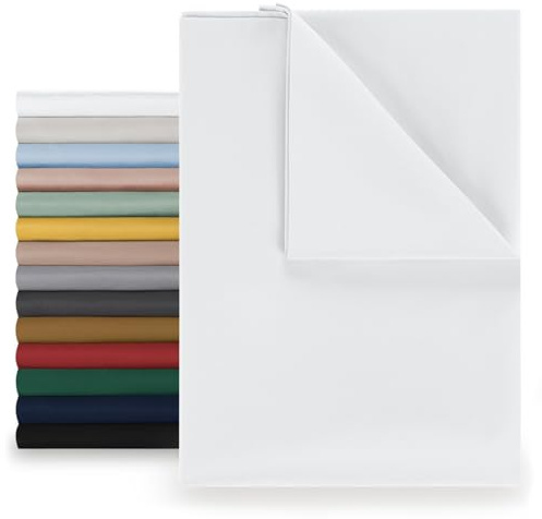 Blumtal® Basic Betttuch 180x275 cm für Matratzen 120x200 cm - Bettlaken ohne Gummi - Oeko-TEX zertifiziertes Betttuch ohne Gummi - Leintuch aus gebürstetem Microfaser- Bettbezug 120x200 cm in Weiß