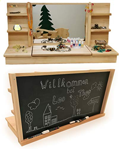 2 in1 Kinder-Schminktisch aus Holz | Frisiertisch | Schminkkommode | Maltafel |1024 Farbe reines Pflanzenöl behandelt