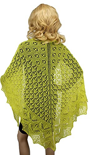 Dreieckstuch Lace gestrickt XXL Schultertuch grün Unikat Handarbeit