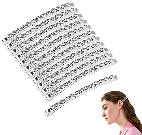 Strass Bobby Pin Set - 8 Stücke Silber Metall Haarspangen Mit Kristall, Glänzende Haarnadeln für Damen Ballett Styling und Partys