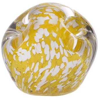 Glas Kugel Briefbeschwerer Stiftehalter Freestyle 7-11 cm Gelb Handgemachtes Glas Unikat