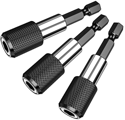 Mellbree 3 pezzi di supporto magnetico per punte a sgancio rapido, 60 mm, 1/4, adatto per trapani, cacciaviti, viti a vento, ecc. Avvitatori a batteria, trapani, portapunte