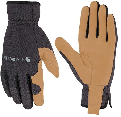 Carhartt Men's High Dexterity Open Cuff Glove, Black Barley, Large