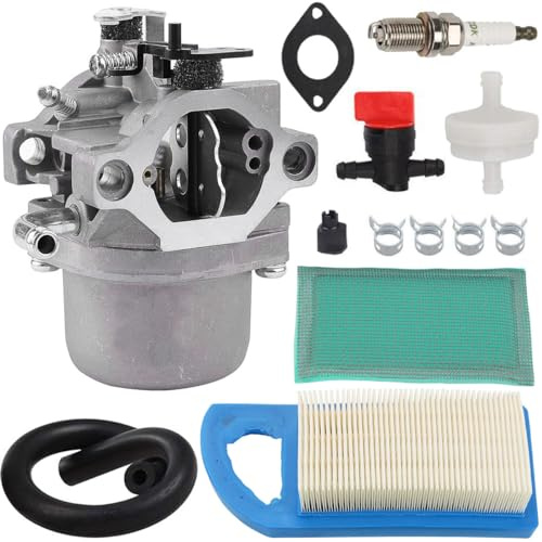 ZAMDOE 590399 Kit de carburateur pour Briggs & Stratton 21A902 21A977 21A907 21A877 21B902 21B907 21D807 Tracteur, avec 794421 698413 697152 Joint de Filtre à air Bougie d'allumage Filtre à Carburant