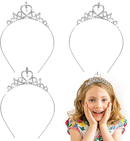 Abeillo 3 Stück Madchen Strass Krone, Prinzessin Tiara Krone Damen, Herzform Mädchen Kristall Tiara Strass Hochzeit Krone Braut Stirnband für Geburtstag, Hochzeit, Festzug, Party