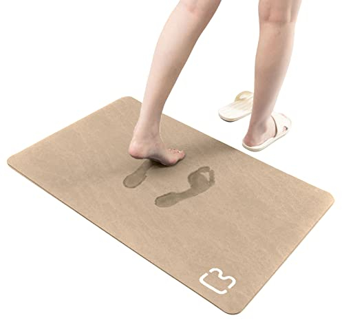 honcor lecar Kieselgur Badematte, Badewannenmatte, schnell trocknend, rutschfest, Duschmatte, Badesteinmatte, super saugfähig, Badezimmer-Bodenmatte, maschinenwaschbar, rechteckig (49,8 x 79,8 cm,