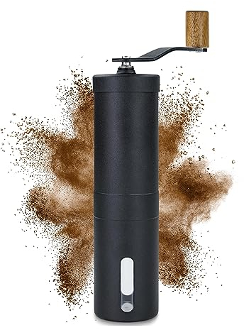 Lambda Coffee Macinacaffè manuale I Regolazione continua della macinatura I Coffee grinder in legno e acciaio inox con meccanismo di macina in ceramica | Macinacaffè a mano | maccinatore caffe