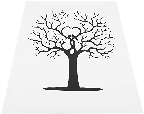 Akozon Magnifique Arbre d'empreintes, digitales DIY Guest Signature Sign # 8209; in Book Canvas Thumbprint Painting Sign-in Poster Oeuvre Unique pour Les Anniversaires de Mariages