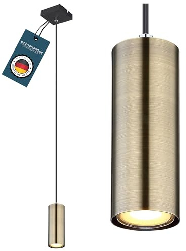 bmf-versand® Pendellampe Esstisch Modern - Hängelampe 1 Flammig Messing Schwarz - Hängeleuchte Esszimmer Küche - Pendelleuchte Wohnzimmer Hängend - Fassung GU10