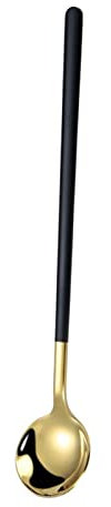 HIDIZ Cuchara mezcladora de café de Acero Inoxidable con Mango Largo, cucharilla de Cabeza Redonda, Accesorios de vajilla de Cocina (Color : Black Gold)