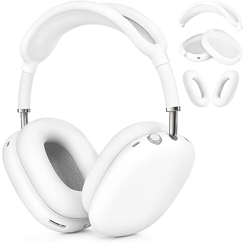 VISOOM Case für Airpods Max Kopfhörer, weiche Silikon Schutzhülle für Apple Airpod Max Zubehör Cases(Weiss)