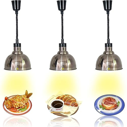 VFDZ Lámpara de Calor de Alimentos Suspension para Cocina, Restaurante | Lámparas de Calentamiento de Alimentos Extensible, 250W Lampara Calor Cocina, 25cm Lampara Calienta Platos Cocina y Buffets