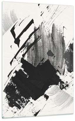Moderno Quadro in Vetro 70x100 cm Verticale Astratto Bianco e Nero - 5958 | CIAO E Moderno Stampe da Parete Quadro Decorativo Grande Soggiorno Arte da Parete Decorazione da Parete ARTTOR