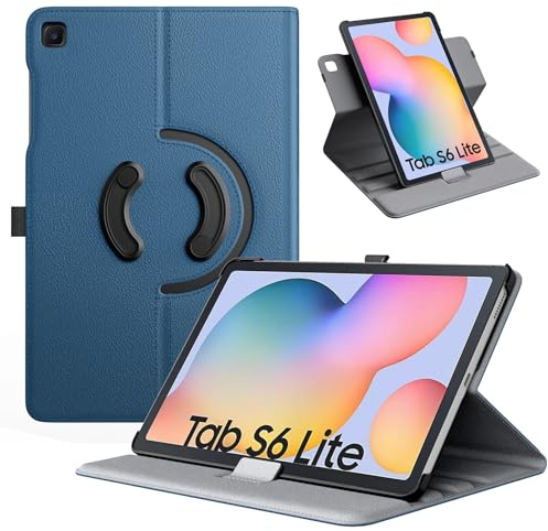 TiMOVO Funda Compatible con Galaxy Tab S6 Lite 2024/2022/2020, Carcasa Soporte Giratorio 90 Grados con Anillo para S Pen, Soporta Auto Activación/Reposo para Galaxy Tab S6 Lite 10,4, Azul del Jeans