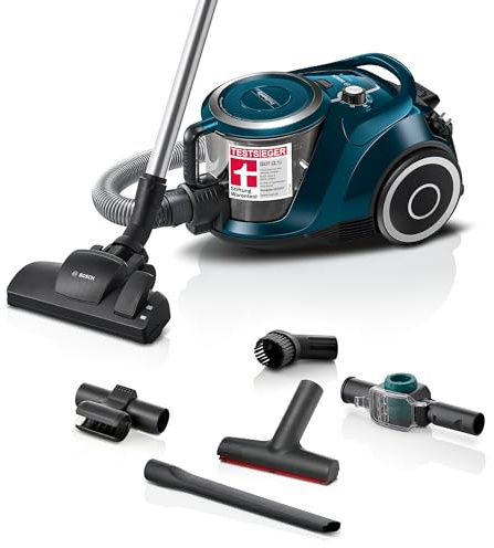 Bosch Serie 6 ProFamily BGC41XFMLY Aspiradora sin bolsa, ideal para alérgicos, filtro de higiene, trampa de juguetes, boquilla de tapicería XXL, boquilla de hendidura XXL, alta potencia de succión
