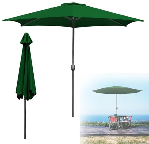 Jopassy Sonnenschirm 350cm Groß,Sonnenschirm Strand ohne Ständer,Gartenschirm UV Schutz Parasol Wasserabweisende mit Handkurbel Marktschirm für Terrasse,Balkon,Garten,Grün