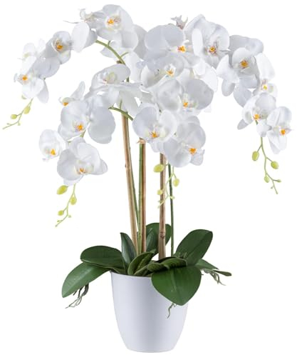 Gasper künstliche Orchidee REAL Touch H. 62cm weiß in weißem Melamintopf