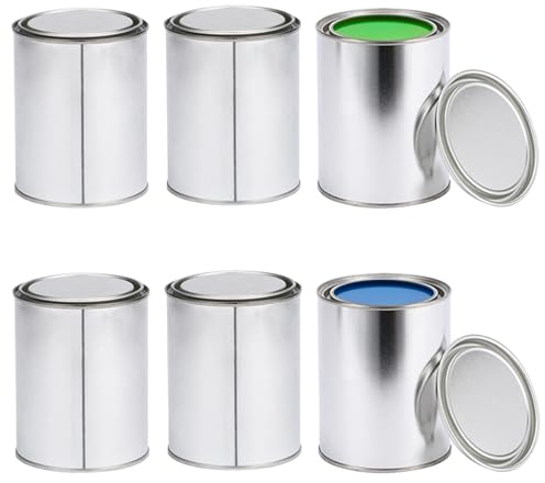 JINGHANGER 6 pezzi Barattoli vuoti con coperchio in metallo 1000ml Lattine vuote di vernice Contenitori di stoccaggio multiuso per Vernici Solventi