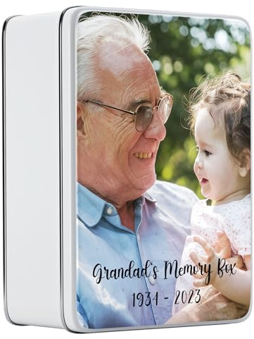 Hippowarehouse Memory Box Personalised 20cm x 13cm x 5cm Custom Photo Text Image Keep Sake time capsule tin metal treasure chest Gift funeral Thoughtful Sympathy