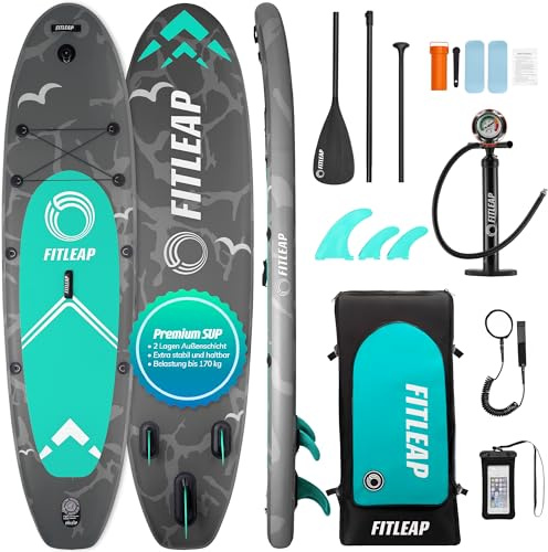 Fitleap Stand Up Paddle Board Set komplett mit Pumpe, Paddel und Rucksack